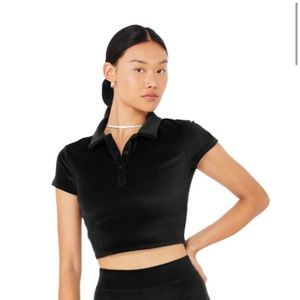 BNWT ALO Velour Polo Crop Top